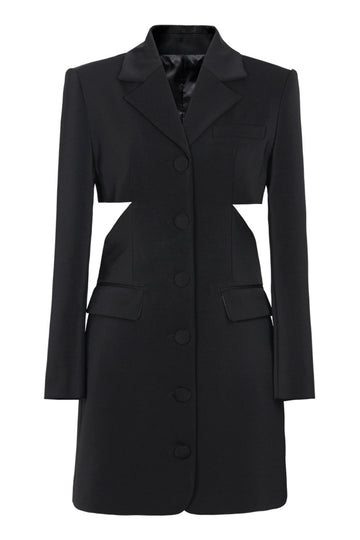 Noir Cranté Revers Découpé Femmes Costumes de Bal Avec Arc